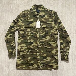 Men’s Camouflage Camo Button Down Shirt Chest Pockets NWT Large 100% Cotton